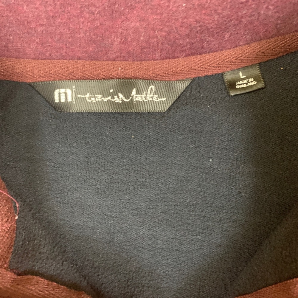 TravisMathew Quarter Zip Pullover Mens L Burgundy Heather Golf Sweater - Picture 3 of 9